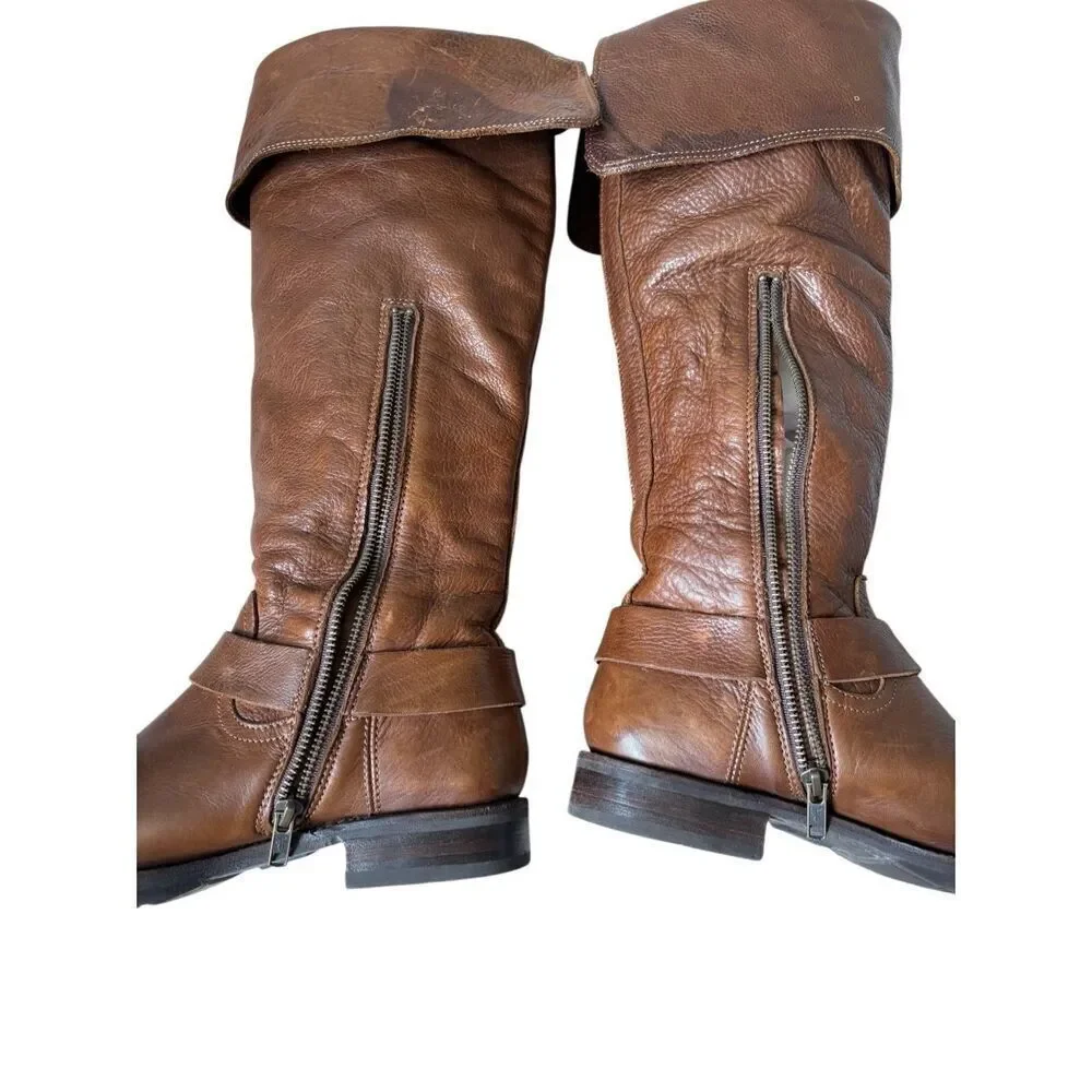 Frye Over The Knee‎ Western Leather Boots size 8 B  Brown